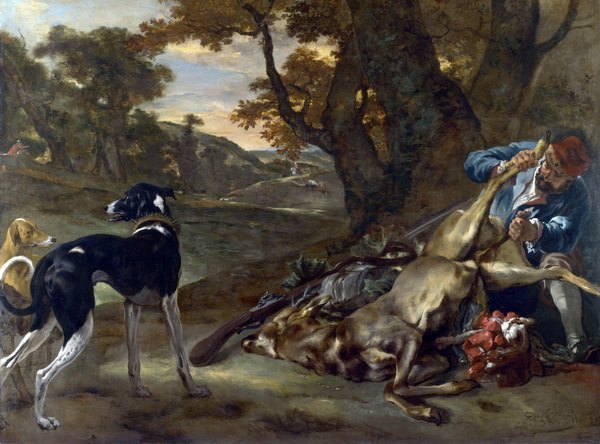 Репродукция картины Охотники разрезает оленя (A Huntsman cutting up a Dead Deer) - Веникс Ян Баптист