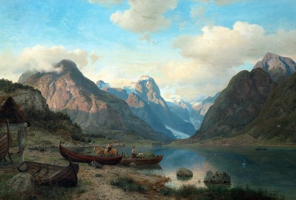 Репродукция картины Горное озеро (Mountain lake) - Гуде Ханс