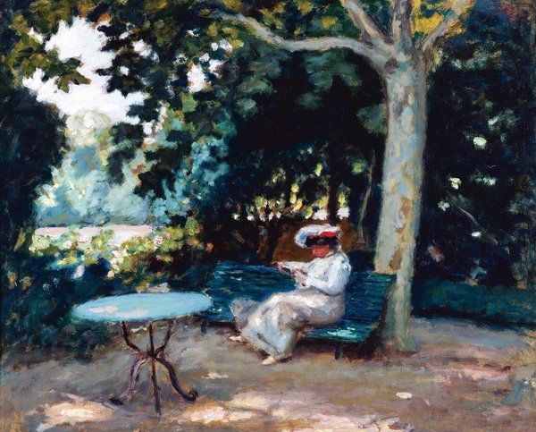 Репродукция картины Чтение в саду - Андре Альберт