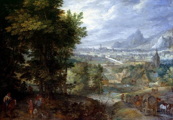 Репродукция картины Пейзаж с видом на деревню - Брейгель Ян