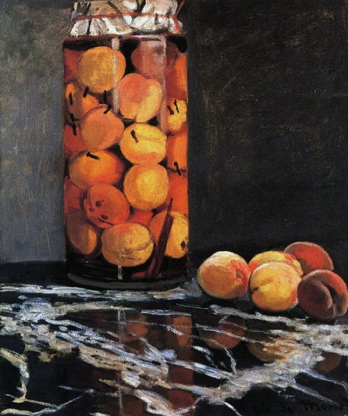 Репродукция картины Банка с персиками (Pot of Peaches) - Моне Клод