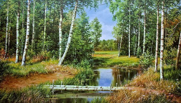 Постер Пруд в лесу (A pond in the woods)