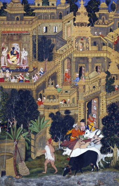 Репродукция картины Кришна в Золотом городе (The Lord Krishna in the Golden City) - Кесу Калан