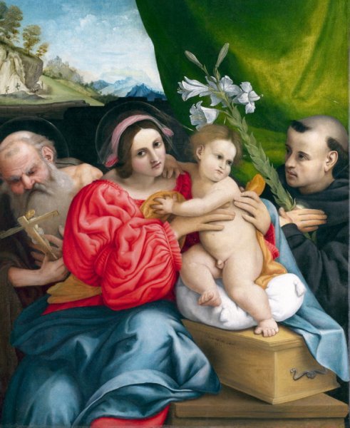 Репродукция картины Мадонна с младенцем и святыми (Madonna and Child) - Лотто Лоренцо