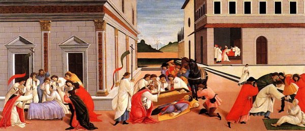 Репродукция картины Три Чуда Святого Зенобиуса (Three Miracles of Saint Zenobius) - Боттичелли Сандро