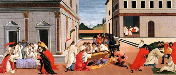 Репродукция картины Три Чуда святого Зиновия (Three Miracles of Saint Zenobius) - Сандро Боттичелли